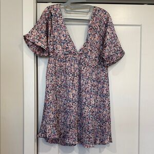 Lulu's Pink and Blue Floral Dress